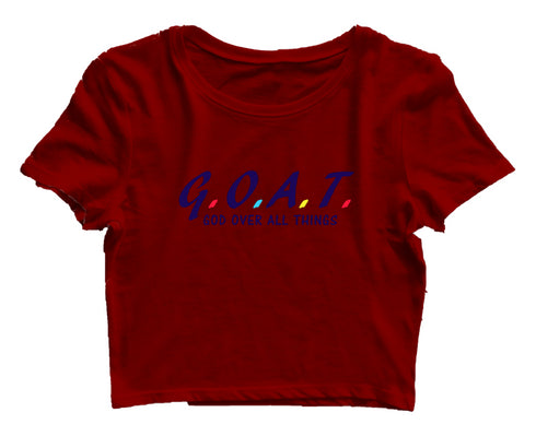 G.O.A.T. God over all things Christianity Womens Crop Tops